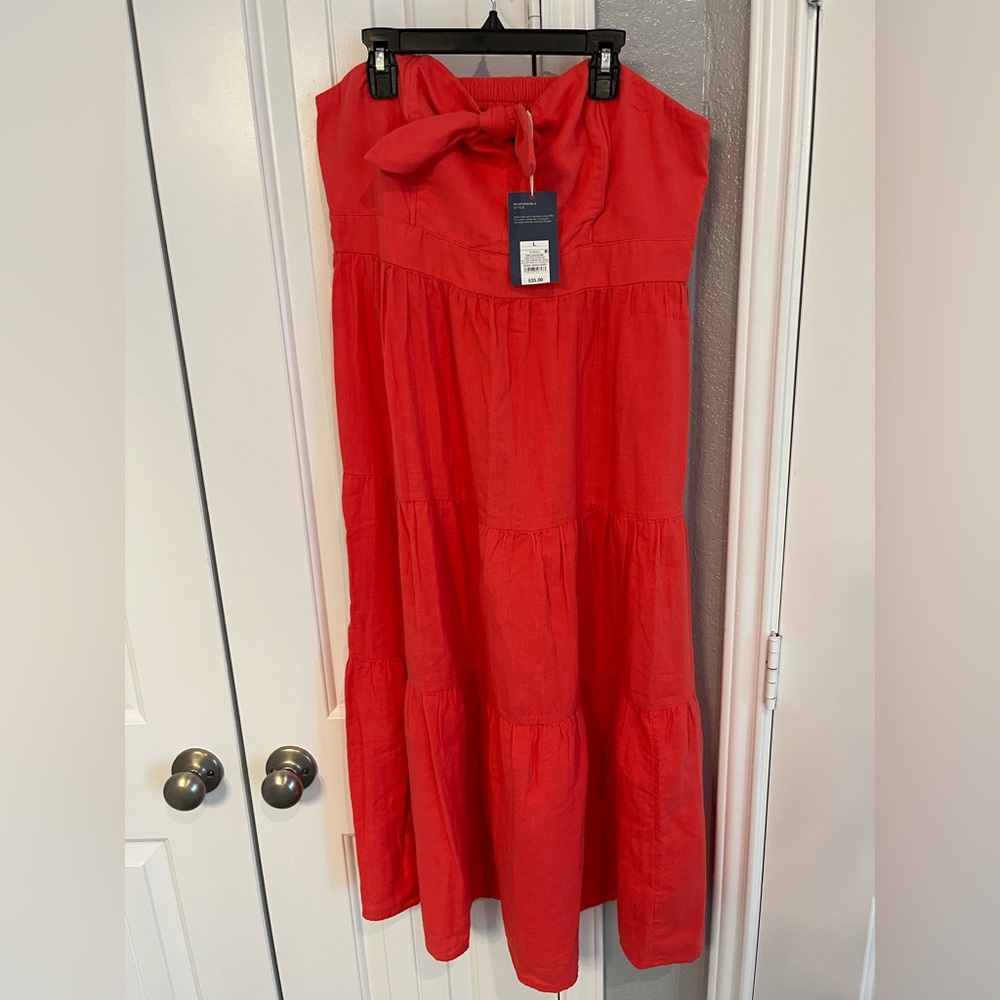 Universal Thread Strapless Tiered Midi Cotton Dre… - image 4